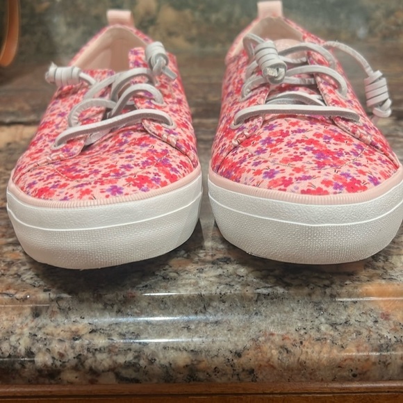 58. Sperry, Crest Vibe Floral Pink Boat Shoes Women’s Sz. 9.5 W. Leather laces - Picture 10 of 15